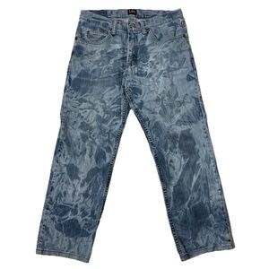 Y2k Lee Mens Regular Straight Fit Jeans 32x30 Blue Acid Wash Denim